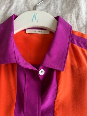 Celine Hot Magenta Silk Button-Up Blouse